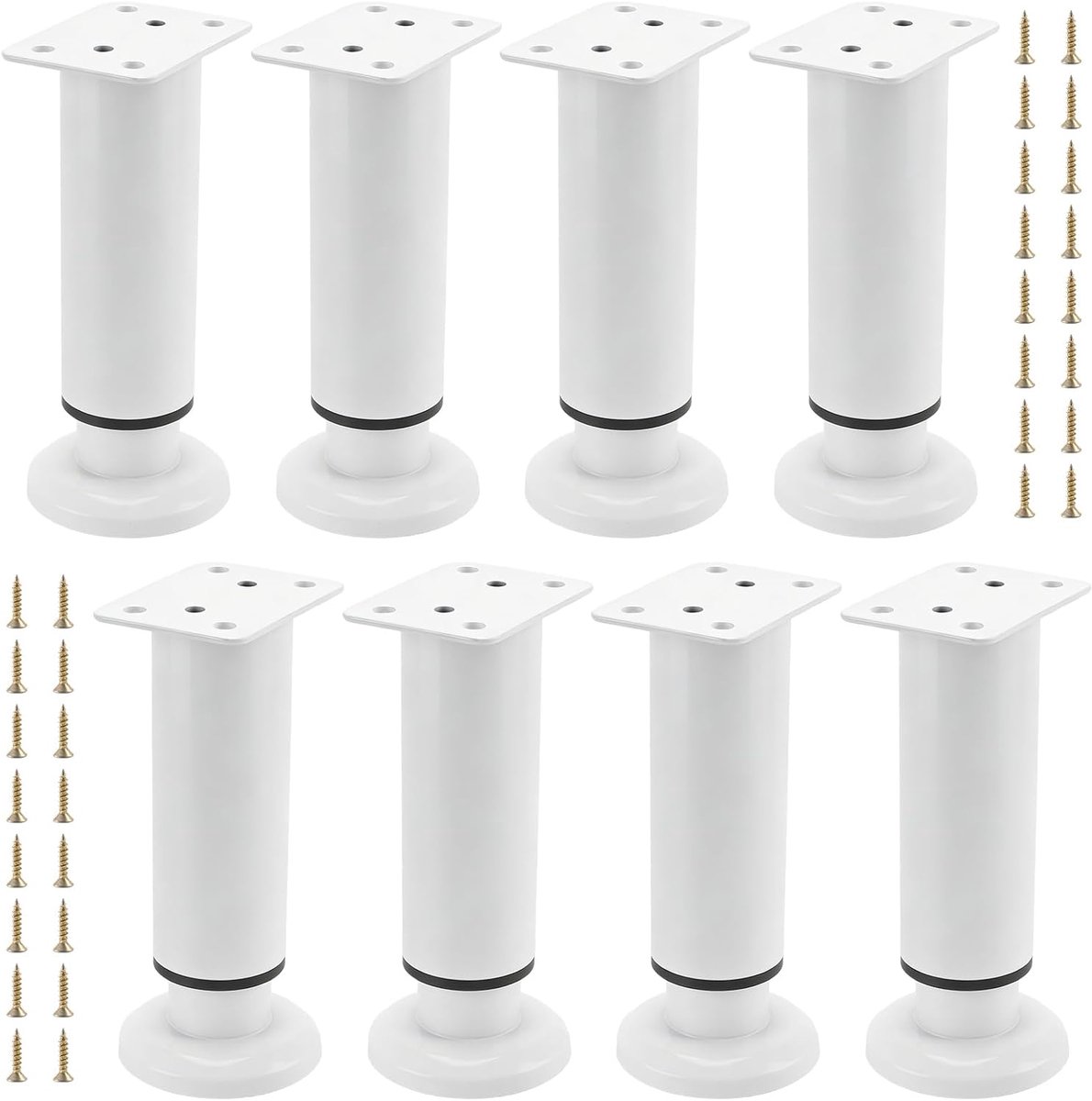 8pcs White Furniture Legs Adjustable 12-18cm Metal Furniture Legs Height Adjustable Cabinet Legs Bed Legs Height - ShopVlot