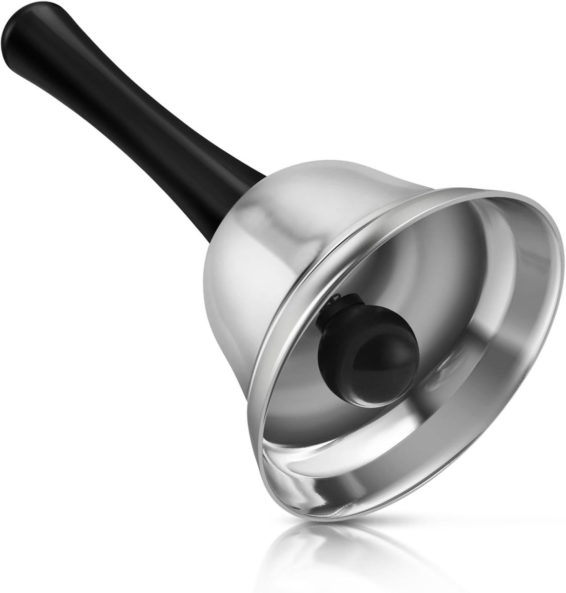 Flexzion Hand Bell Call Bells with Silver Melodic Steel and Black Handle for Wedding Events Decoration, Clerk, Hotel - ShopVlot
