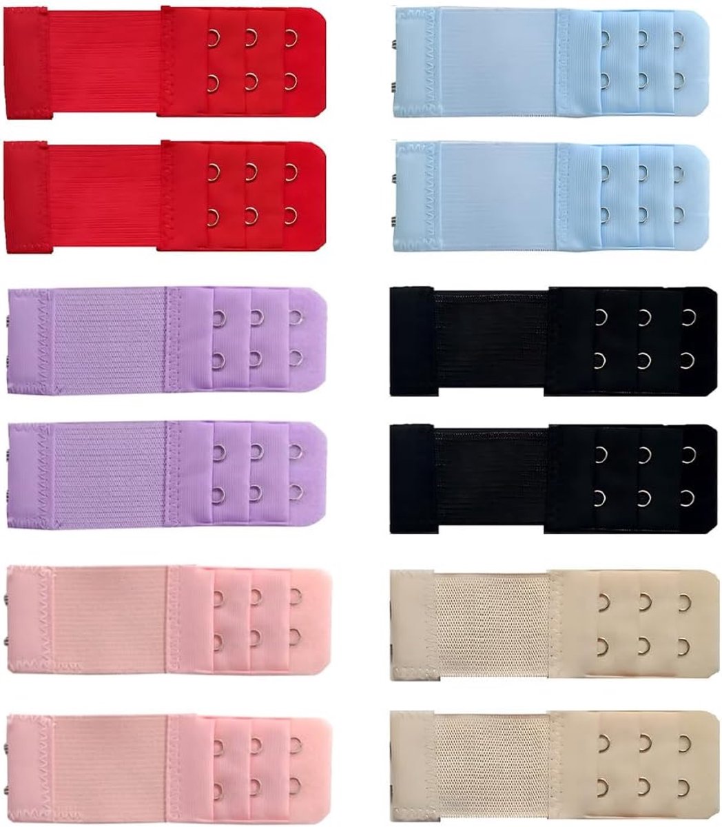 Pack of 12 bra hooks, bra extension, bra extension and bra extension with hooks for soft and elastic comfort, suitable - ShopVlot