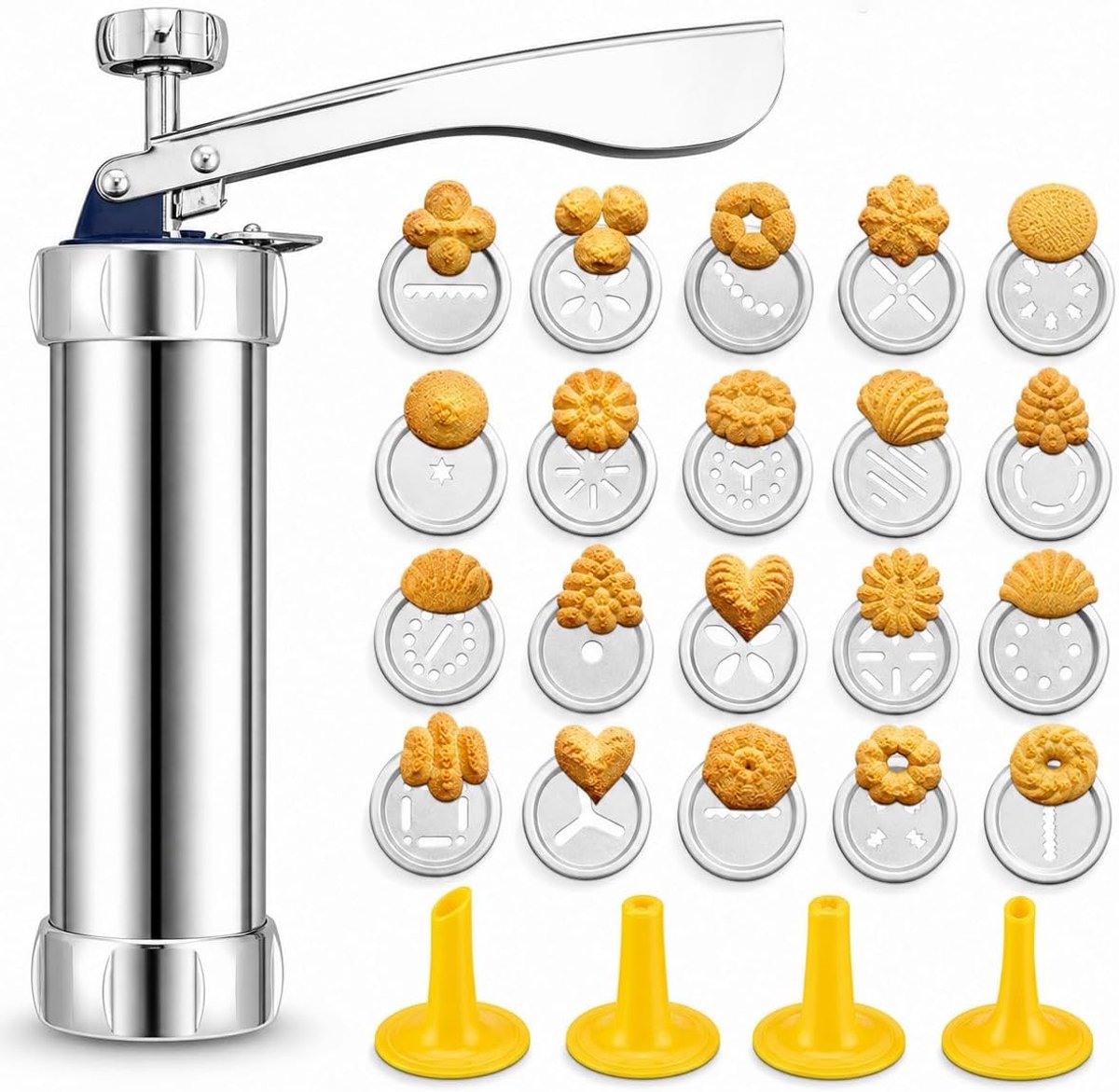 Cookies Press,Maker Kit Biscuits Maker Press Machine Bakeware with 20 Cookies 4 Nozzles - ShopVlot