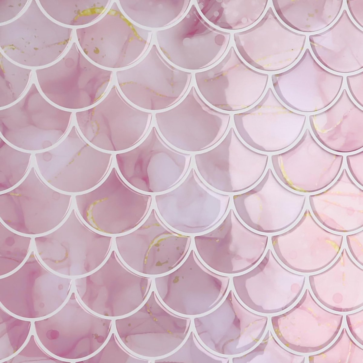 CRE8TIVE Pink Fish Scale Self Adhesive Wall Tiles Marble Tile Stickers Paste-on Tiles Kitchen Waterproof 3D Peel and - ShopVlot