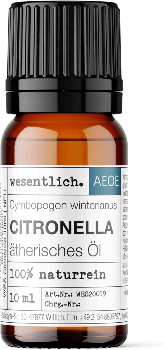 Citronella Oil - Pure Essential Oil from wesentlich. - 100% Natural from the Glass Bottle (10ml) - ShopVlot