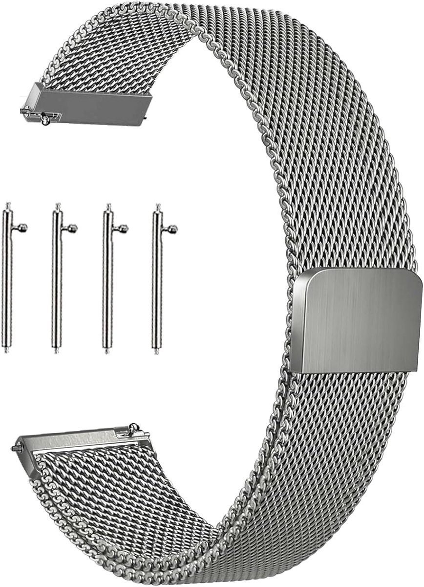 Stainless Steel Mesh Watch Band 14mm 16mm 18mm 20mm 22mm 24mm Bracelet Magnetic Closure Quick Release Smartwatch - ShopVlot