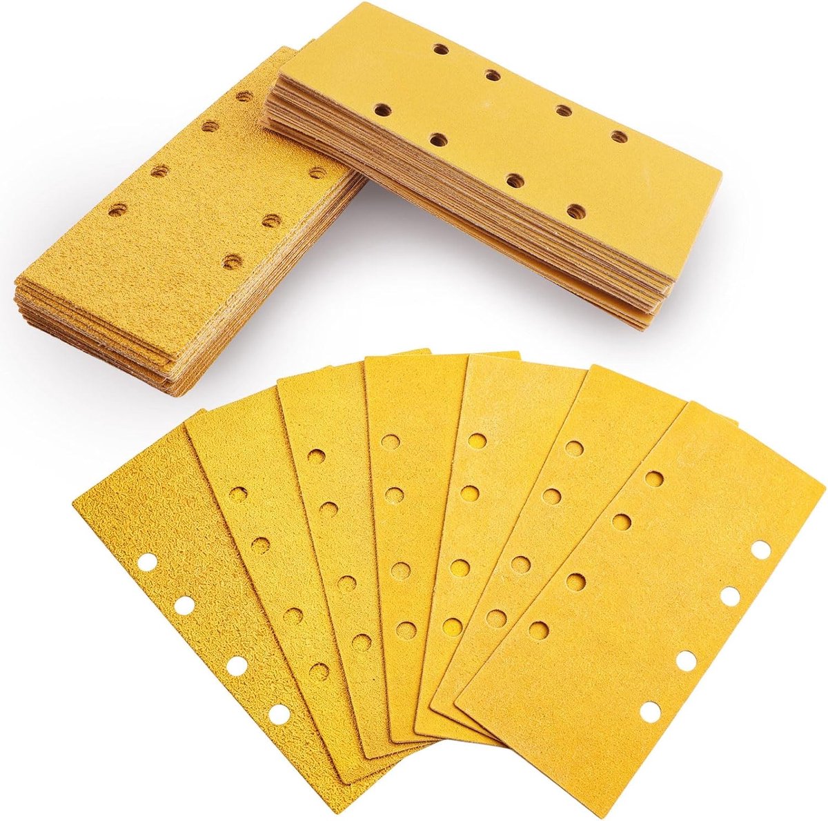 56-delige schuurpapierset, 93 x 230 mm, korrelgrootte 40, 60, 80, 120, 180, 240, 320, met 8 gaten, rechthoekig, voor - ShopVlot