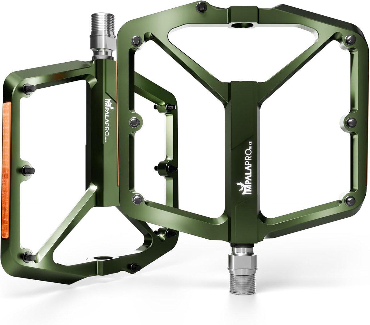 IMPALAPRO 9/16 Inch CNC Aluminium Bicycle Pedals with Wide Platform, Removable Non-Slip Nails and High Visibility - ShopVlot