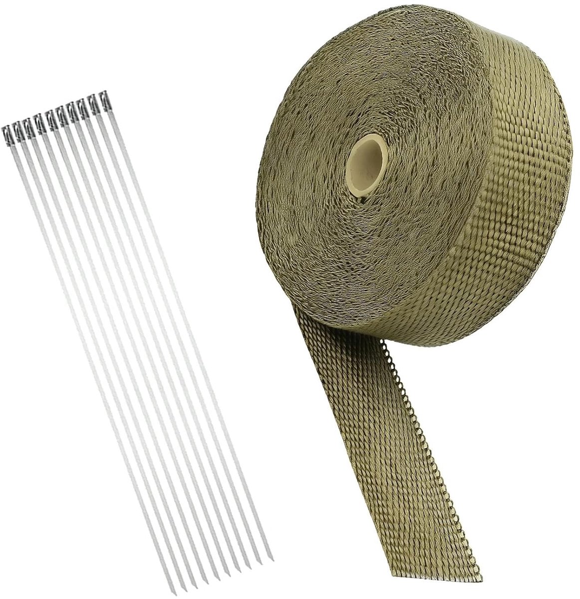 Hittebeschermingsband Uitlaat, 50 mm x 10 m, Titaniumkleur - Uitlaatafdichtingstape, Hittebeschermingsmantel - ShopVlot