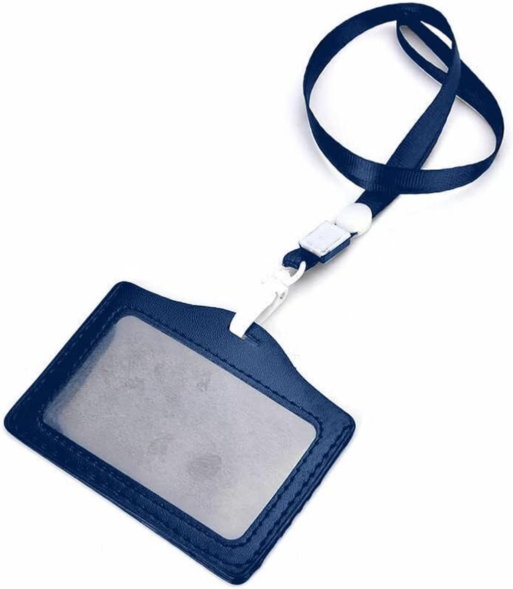 GOOD STUFF Blue horizontal ID card holder with transparent window and top opening for cards, cards and documents. - ShopVlot