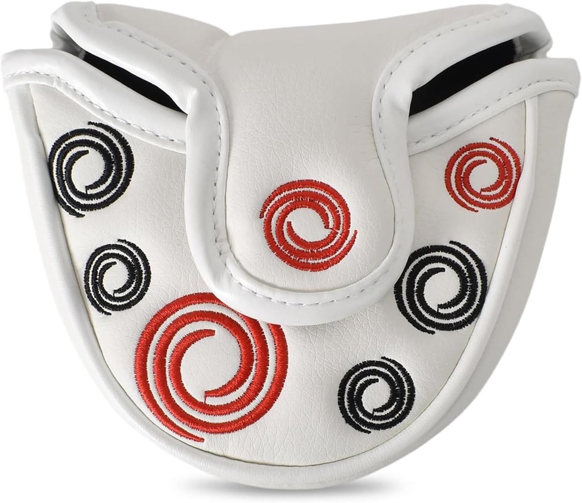 1 x Golf Head Guard, Magnetic Golf Clubs, Faux Leather, for Mallet Putter Headcover, Magnetic Closure, White - ShopVlot