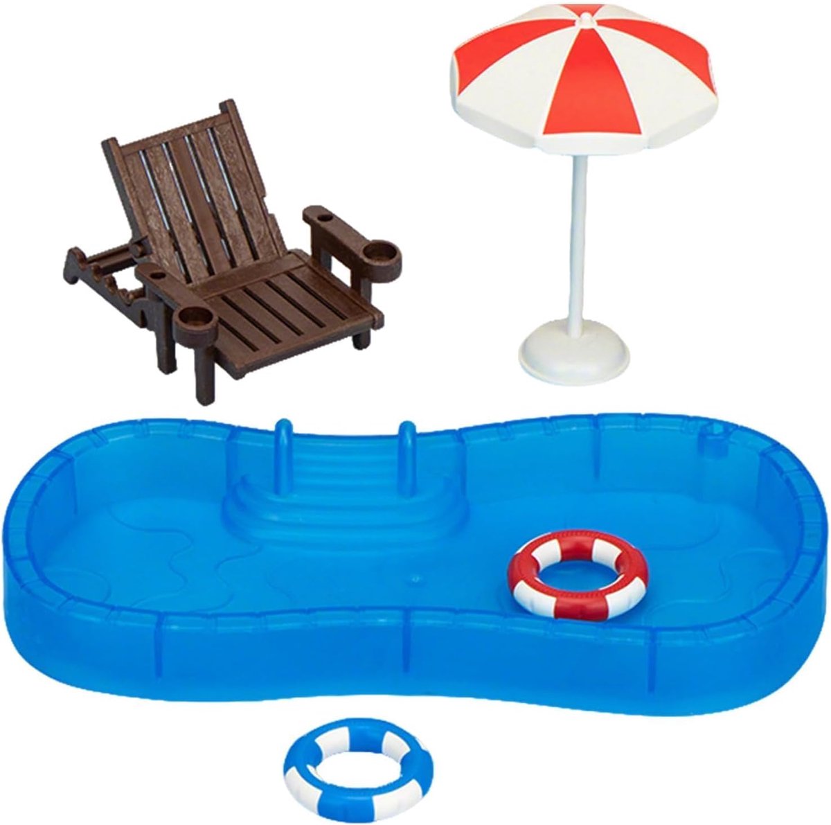 Miniatuur stranddecoratie, zwembaden, parasols, stranddecoratie, ligstoelen, reddingsringen, miniatuuraccessoires - ShopVlot