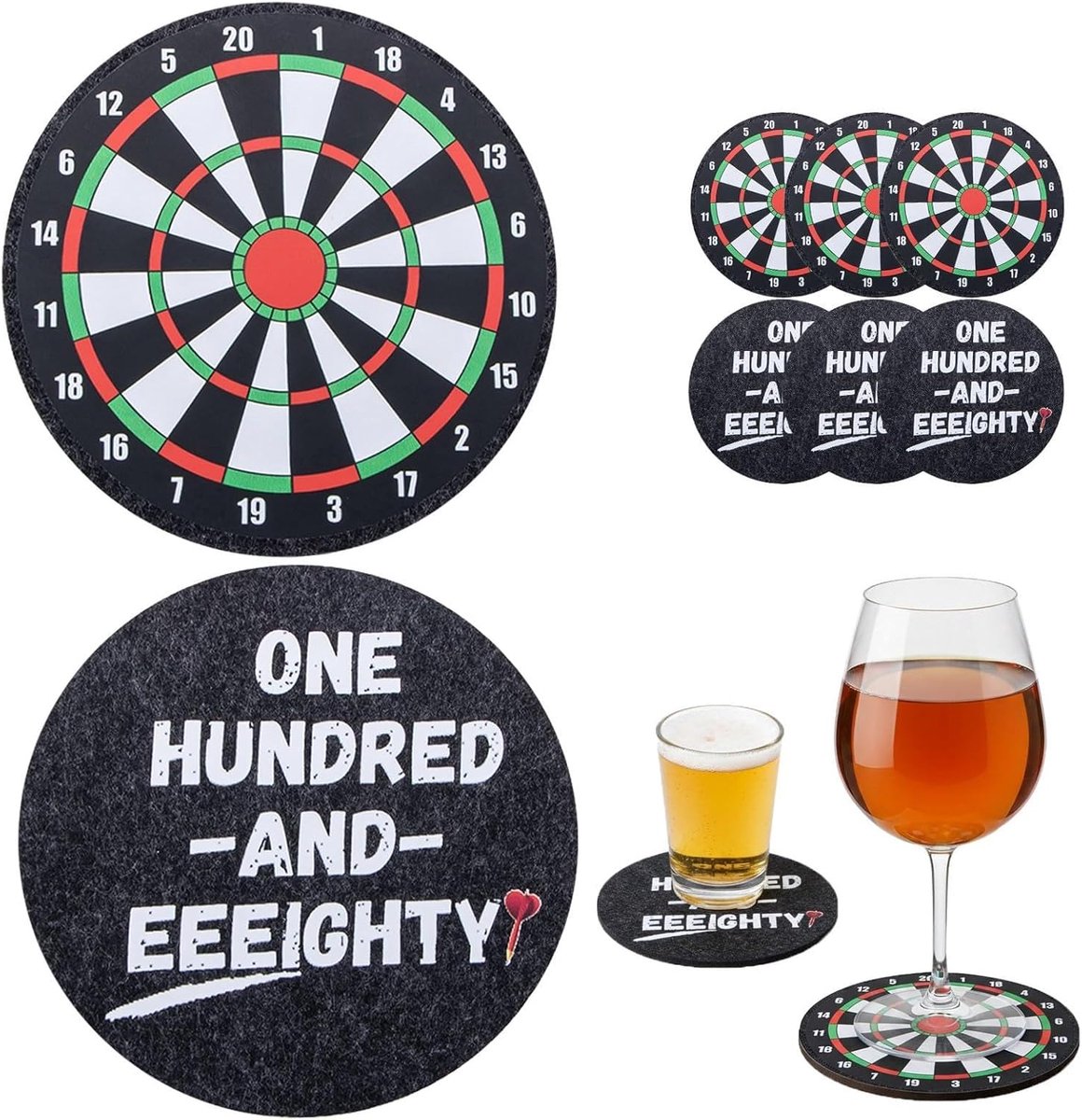 6 Pcs Dart Accessories, Felt Coasters, Round Felt Coasters for Glasses, Dart Gifts for Men, Gifts for Dart Players - ShopVlot