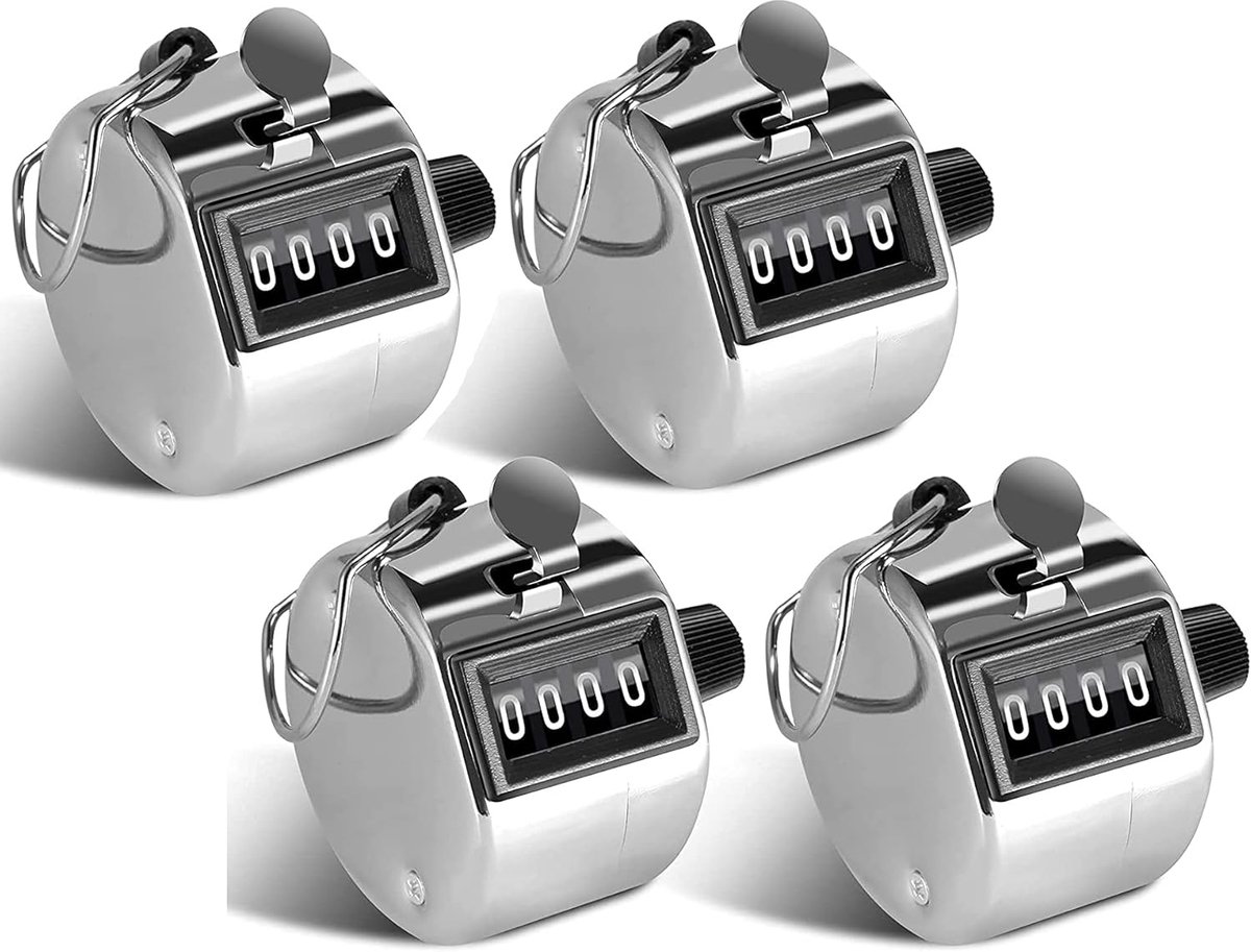 YANGWEN 4 Pcs Hand Counters Clicker, 4 Digit Mechanical Palm Hand Hero Counter Click Counter with Ring Holder, for - ShopVlot