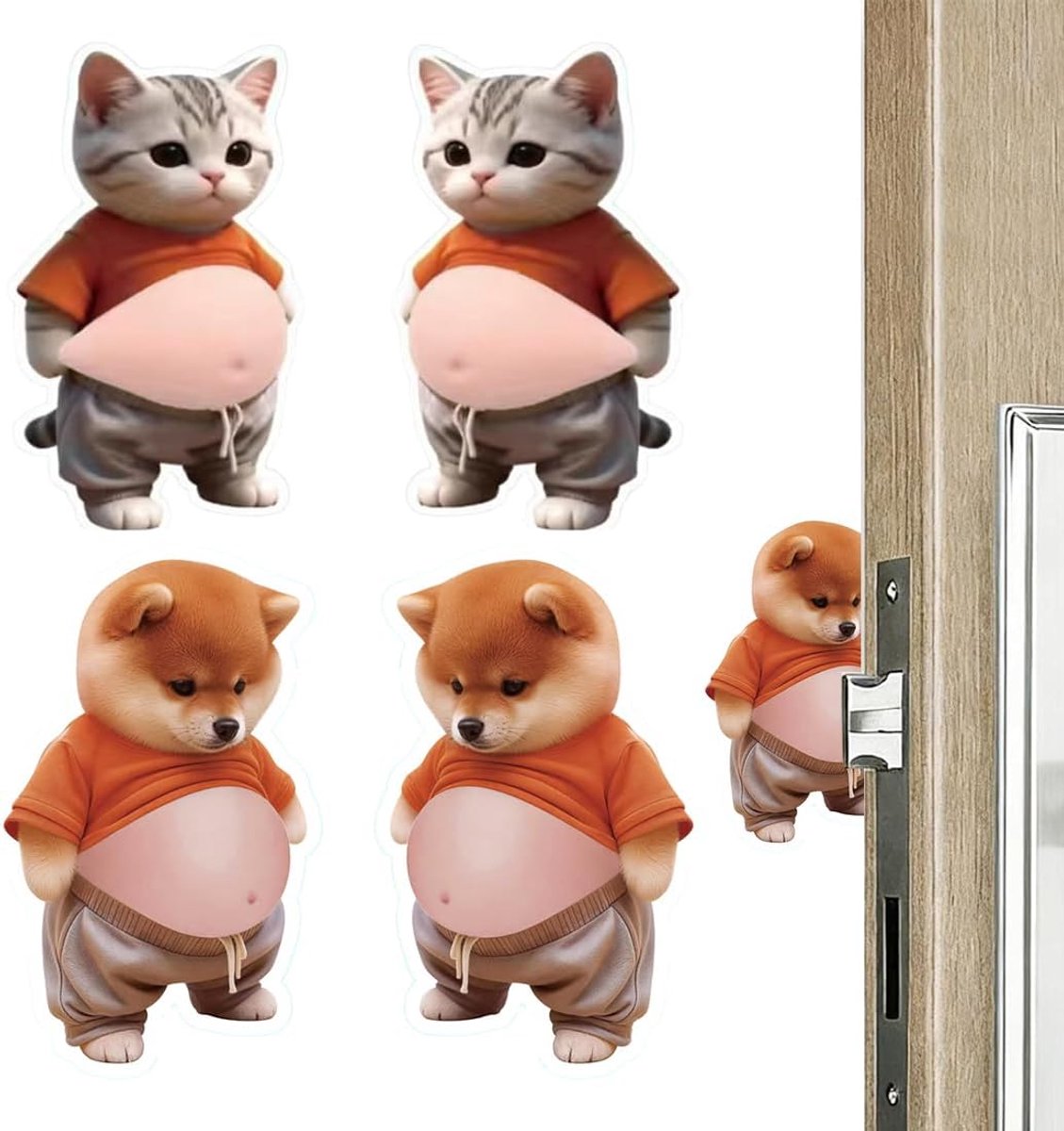 4 stuks muurbescherming deurstopper van rubber met stickers in de vorm van een Shiba Inu-kop, antislip, stickers voor - ShopVlot