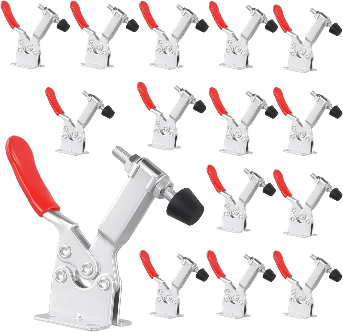 14 Pcs 14.2 x 5.3 cm Quick Release Knee Lever Tensioner, Silver Clamp Lever with Red Handle, Horizontal Tensioner for - ShopVlot
