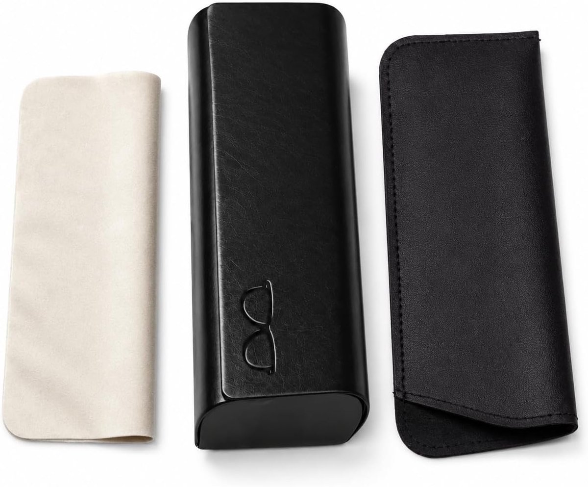 Brillenetui hardcase 3-in-1 set PU lederen zonnebril etui voor leesbril sportbril normale bril - ShopVlot
