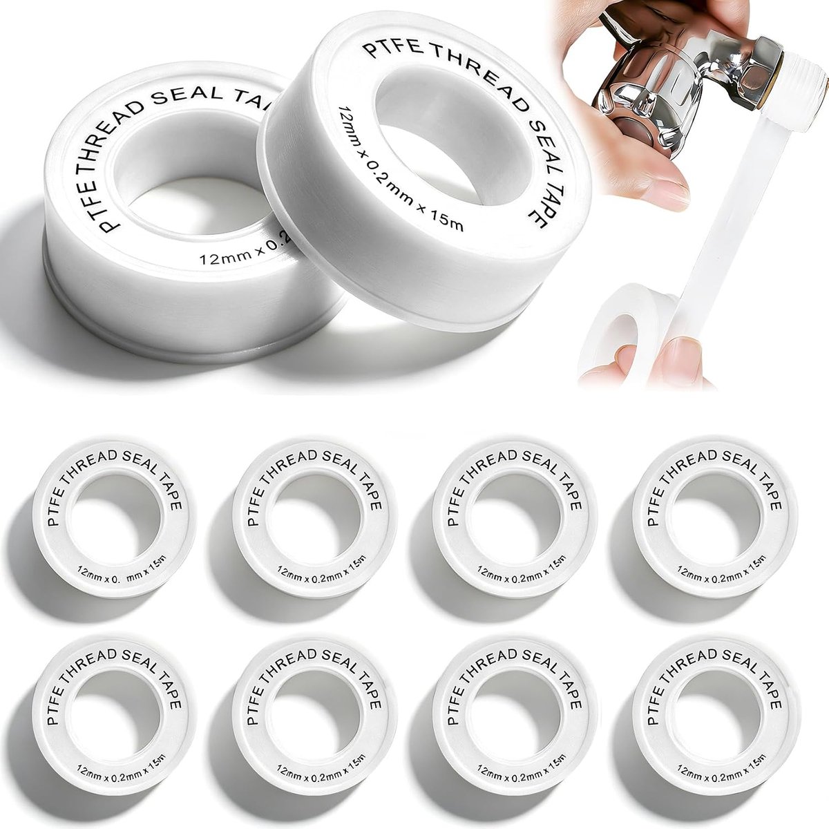 Fontaneria Teflonband, 12 mm x 15 m, teflonband voor het afdichten van schroefdraad, PTFE-afdichtingstapes voor gas en - ShopVlot