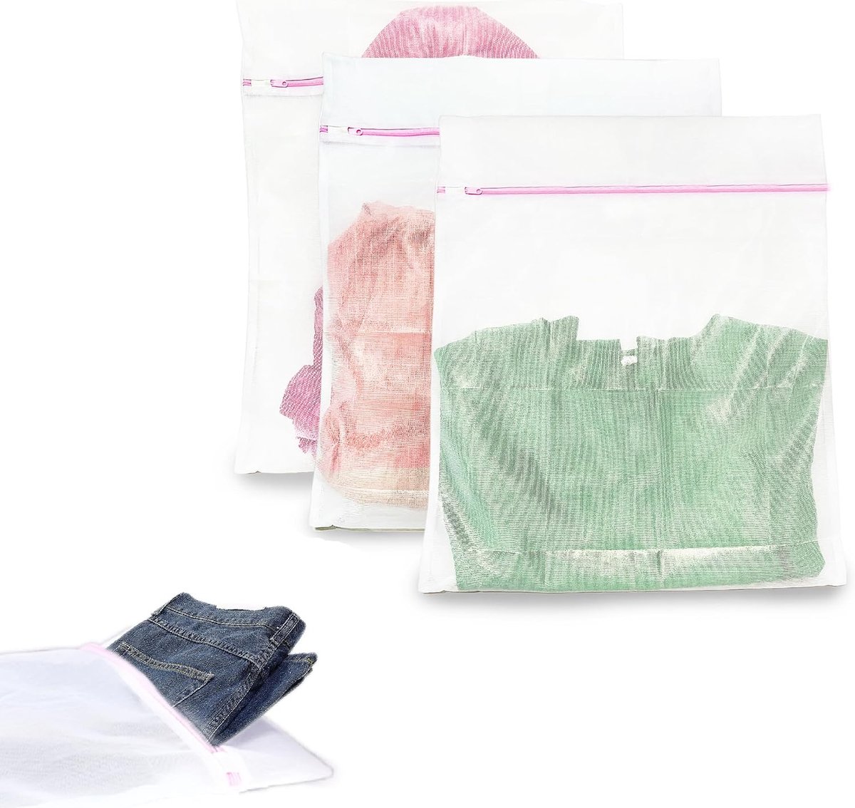 Pack of 3 Laundry Net Washing Bag for Washing Machine Laundry Bag Travel Laundry Bag with Zip Suitable for Coats - ShopVlot