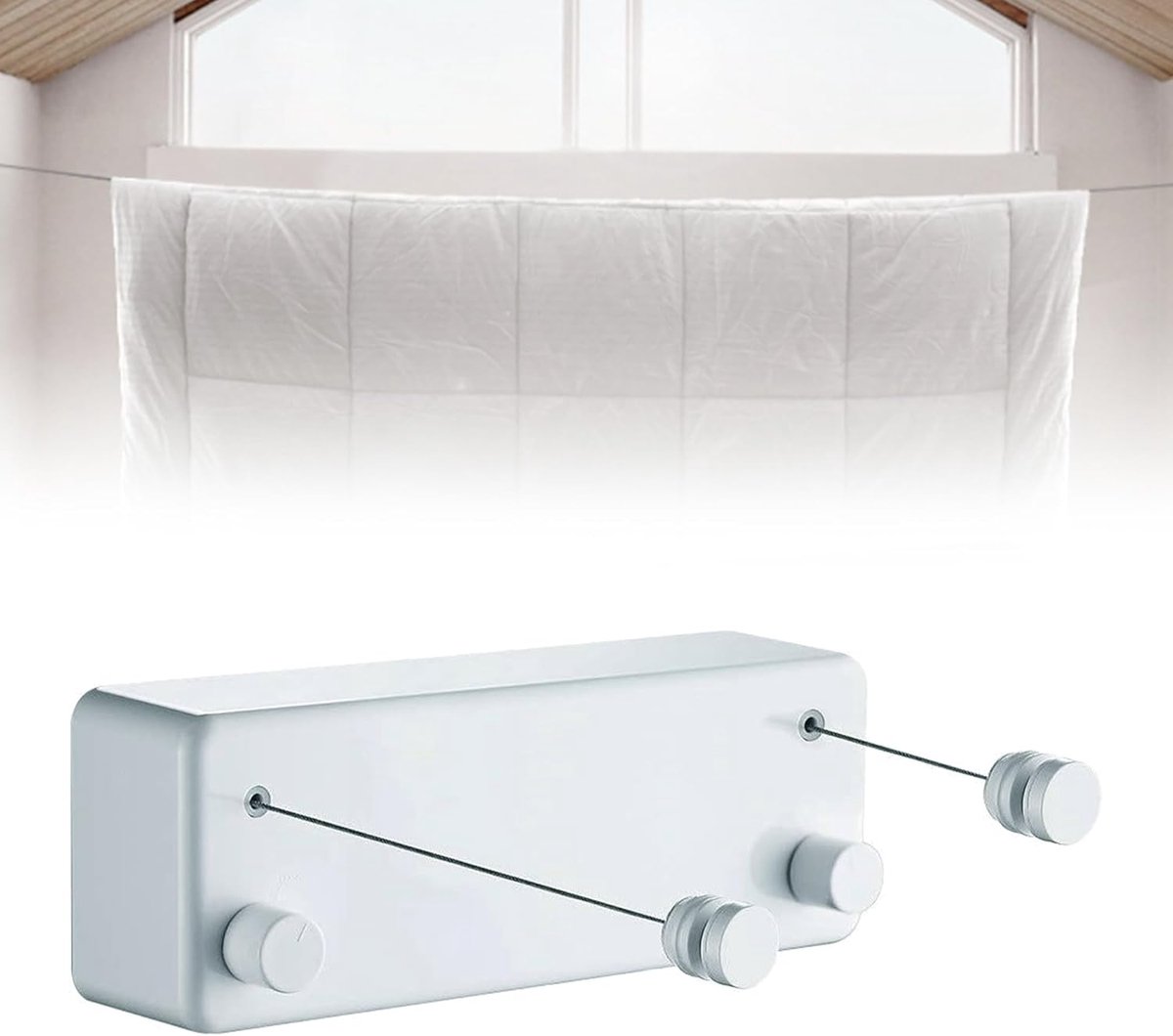 Wall Mounted Tumble Dryer Retractable 4.2 m Stainless Steel Double Line with Tension Function for Balcony, Garden - ShopVlot