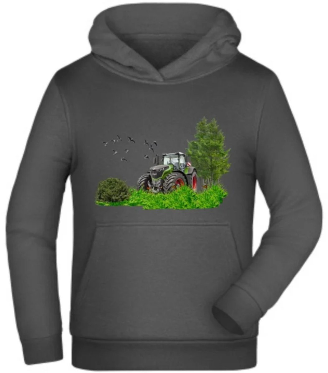 Grijze hoodie met tractor - Grijs - 110/116
