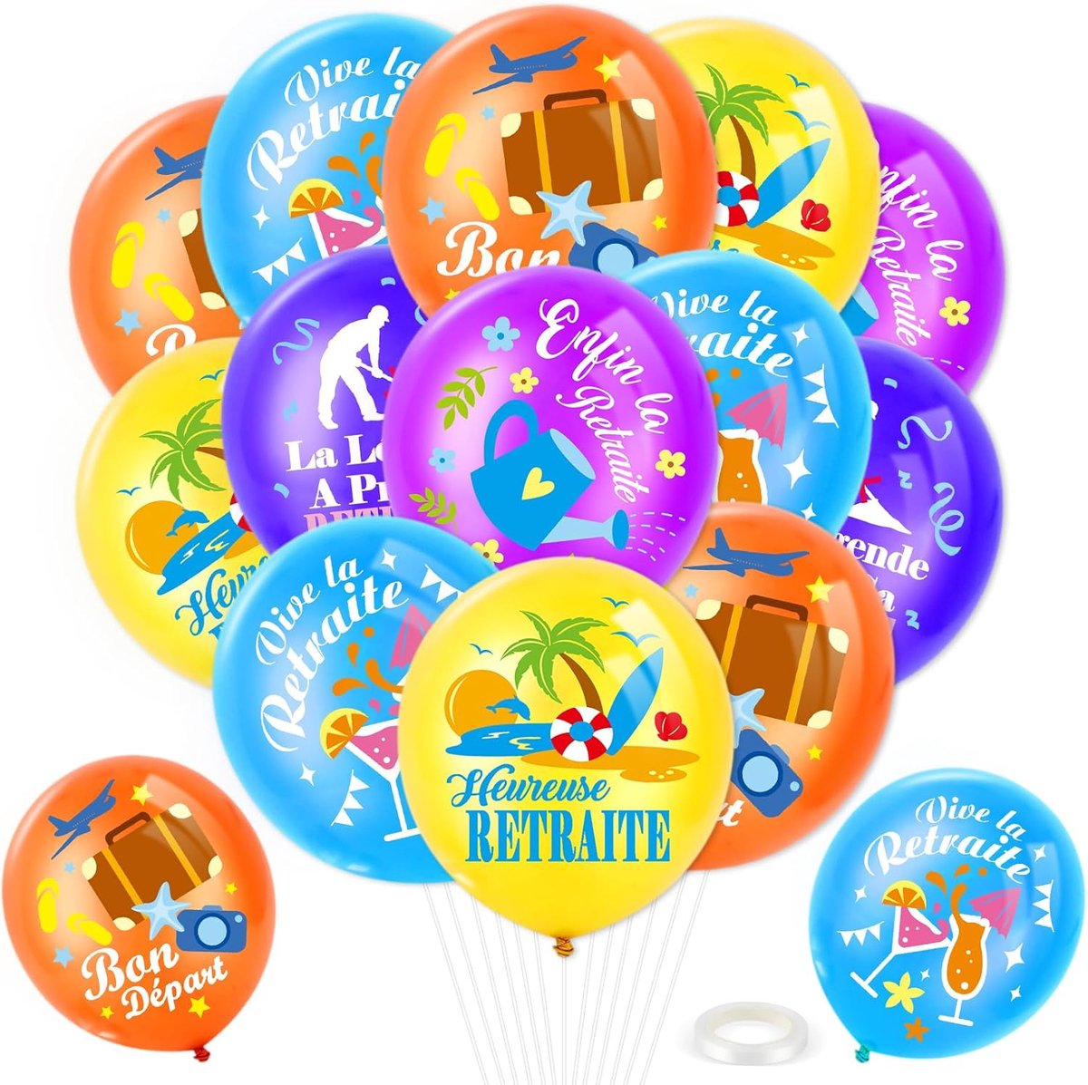DPKOW 25pcs colored retractable balloons for femme homme fête decoration, hay reuse retreat, lifelike la retreat - ShopVlot