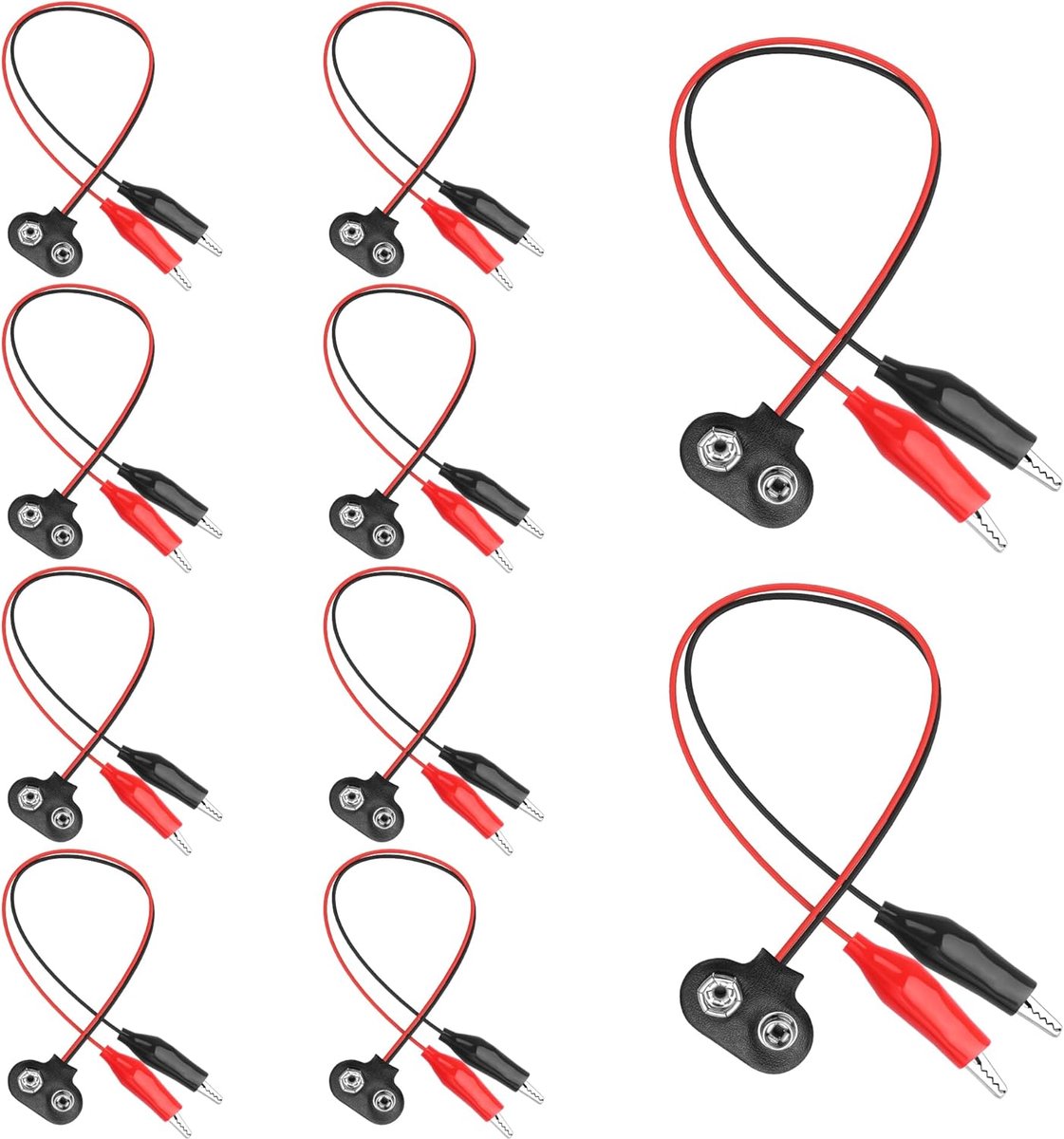 MEIRIYFA 9 Volt Battery Snap Connector with Alligator Clips, 10pcs Double Crocodile Clips on 9V Battery Snap Connector - ShopVlot