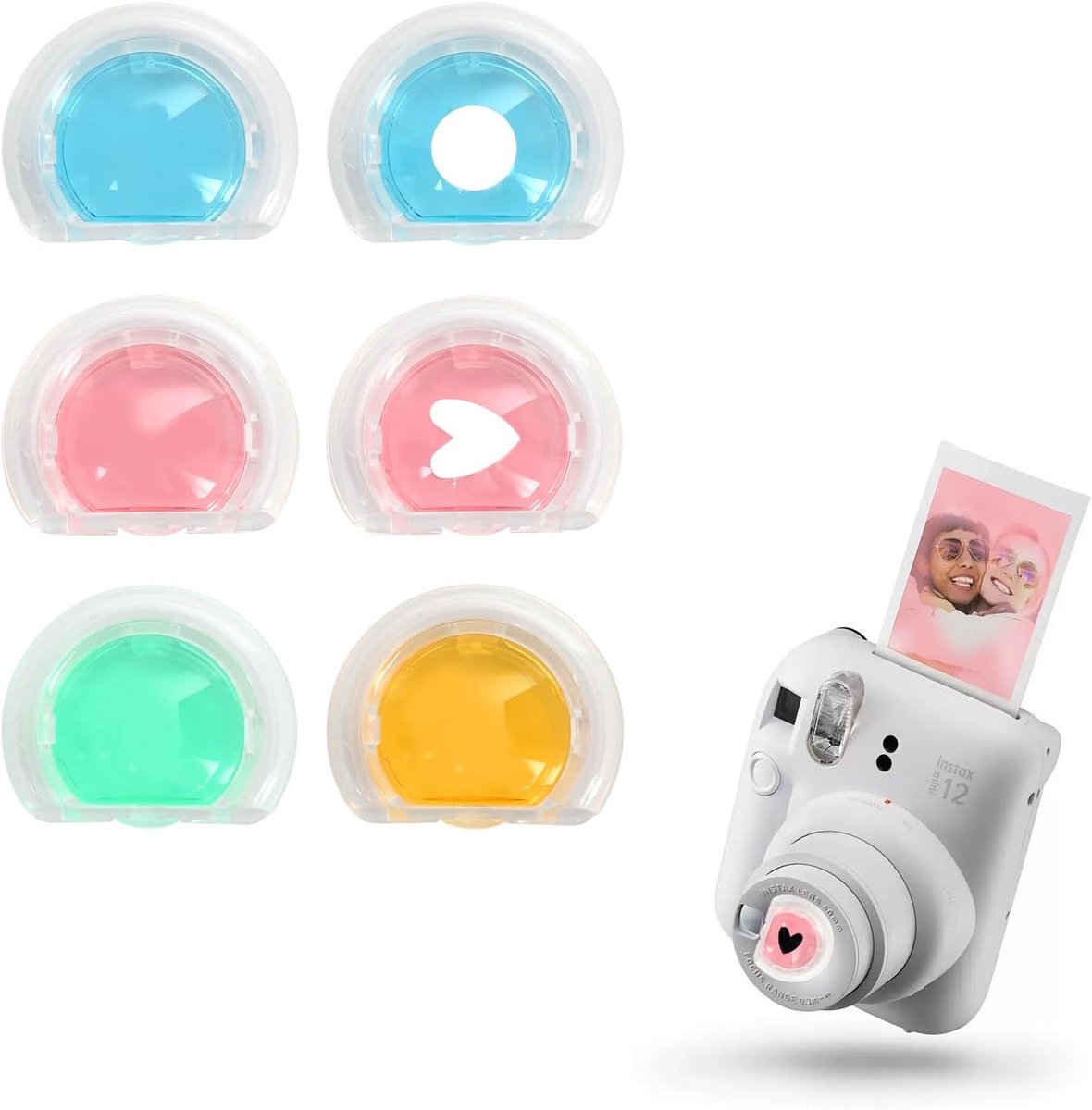 Colour Filter Set Compatible with Fujifilm Instax Mini 12, 6 Removable PVC Filters, Colored Lens Filters for - ShopVlot
