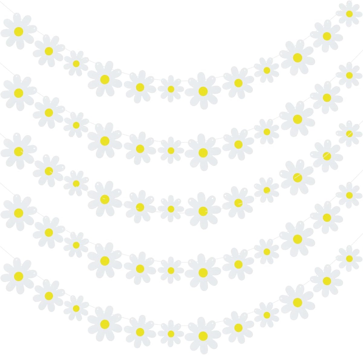 Daisy banner garland - 5 stuks - papier bloemen - feestdecoratie voor verjaardag - ShopVlot