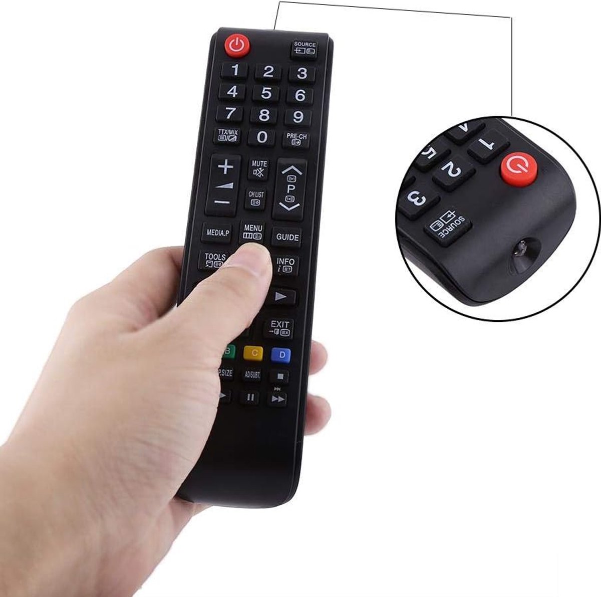 TV afstandsbediening universeel - vervangend voor LCD, LED of plasma - geen programmeren nodig - gemakkelijk in gebruik - ShopVlot