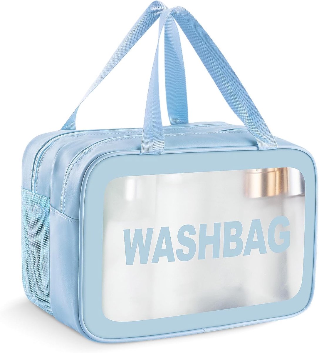 Cosmetic Bag Transparant - Blauw - Waterdicht - Ideaal voor reizen - ShopVlot