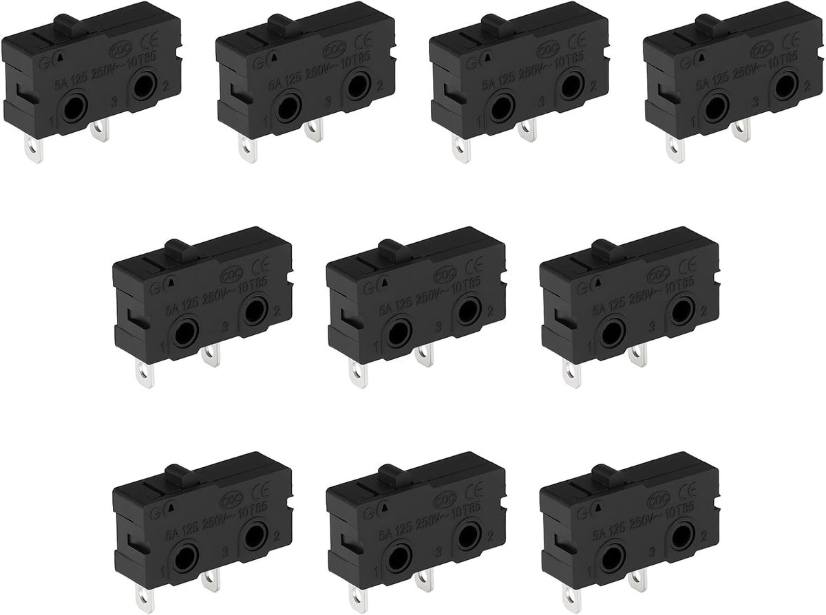 Micro switch 10Pcs 2-pins - zonder hendel - SPDT 5A 125/250VAC - ideaal voor auto en elektronica - ShopVlot