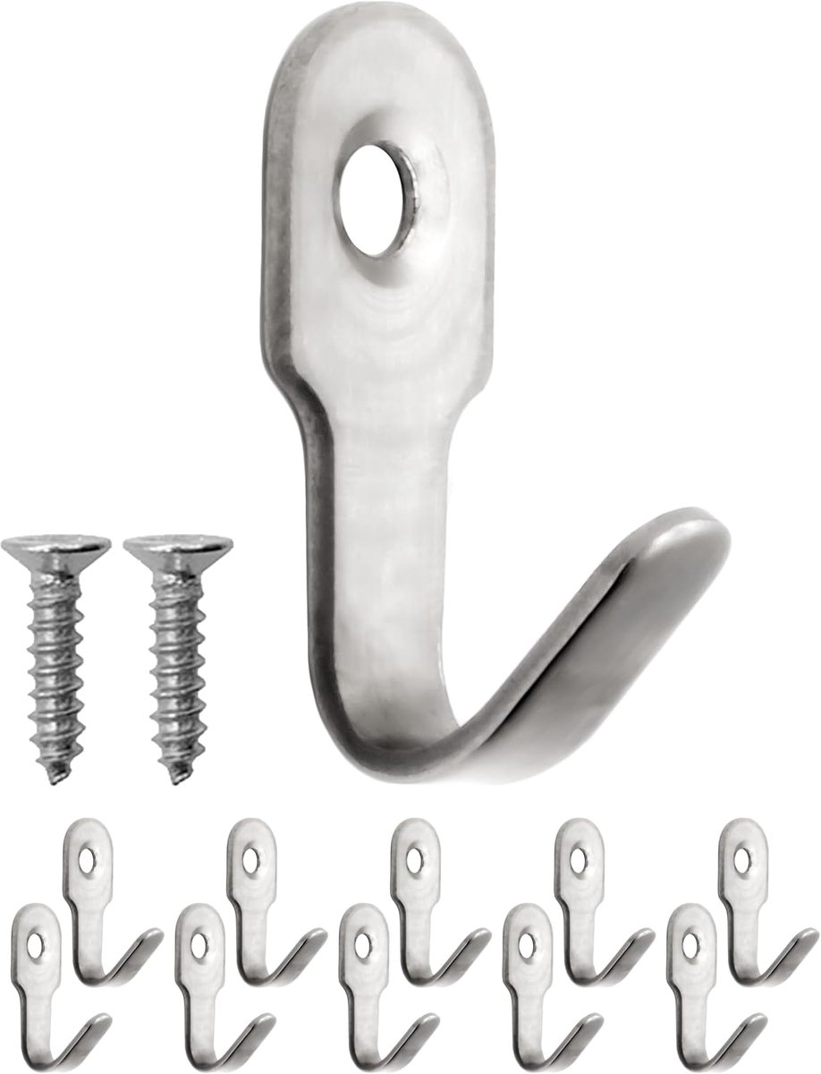 Haken set van 10 - 27 x 16 mm - Zilver - Ideaal voor het ophangen van foto's - ShopVlot
