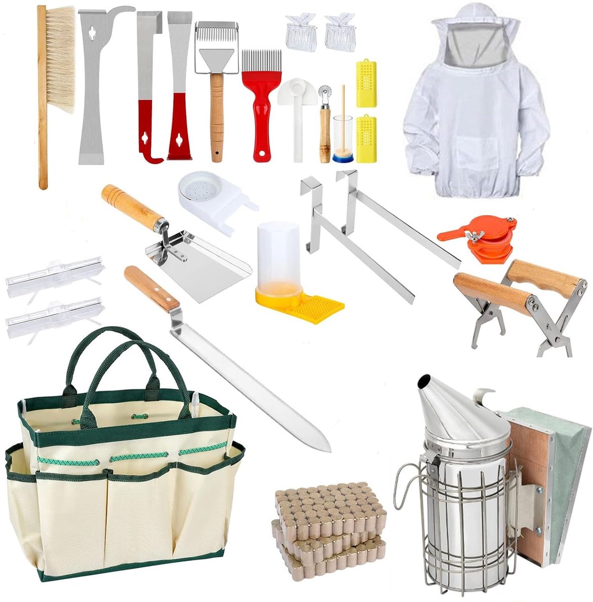 Bijenkookaccessoires 27-delige starterset - Gereedschap voor bijenteelt - Inclusief bijenborstel en J-haken - ShopVlot