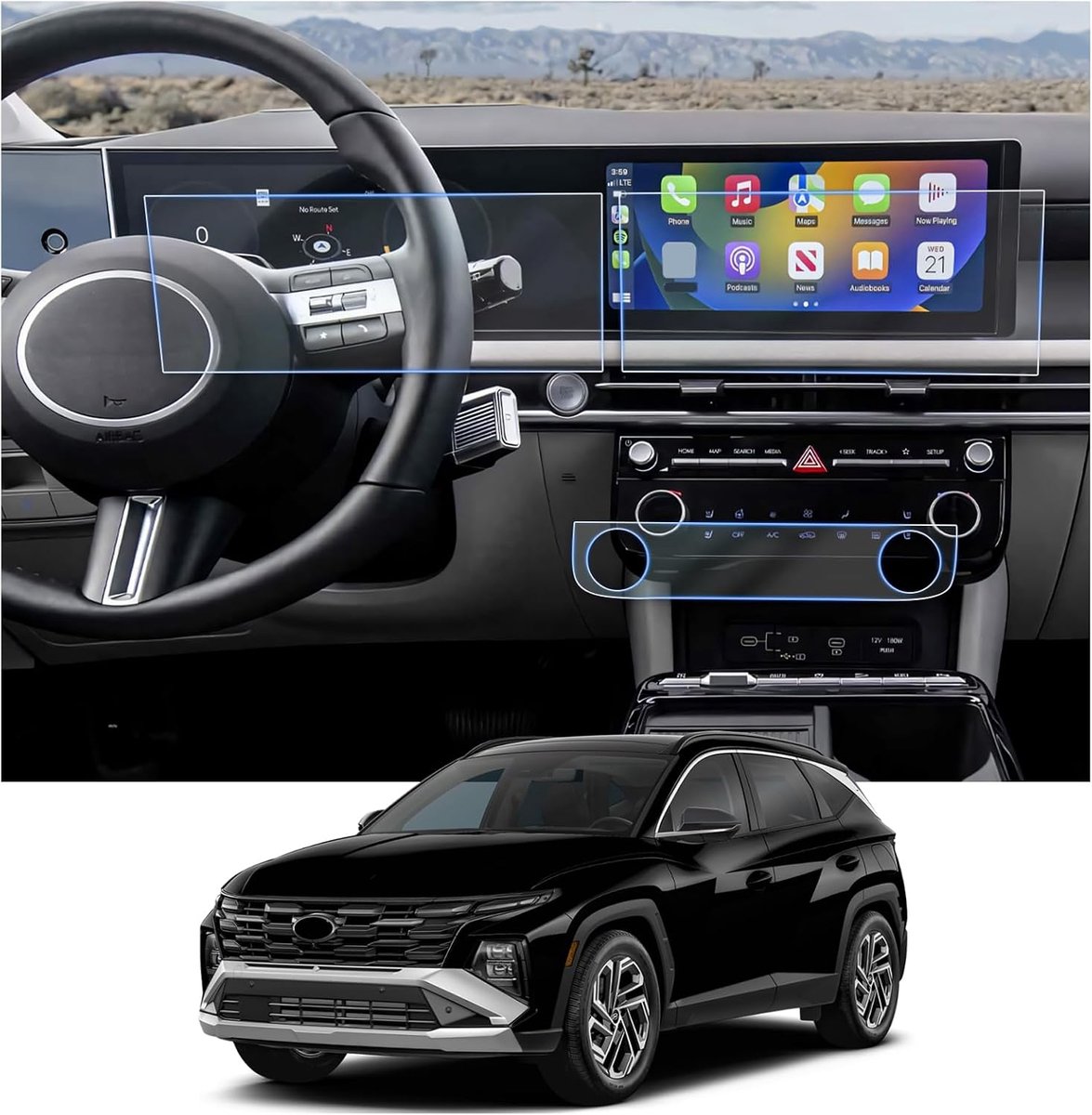 Navigatiescherm protector 12.3 inch - nano folie - krasbestendig - optimale bescherming voor Hyundai Tucson NX4 - ShopVlot