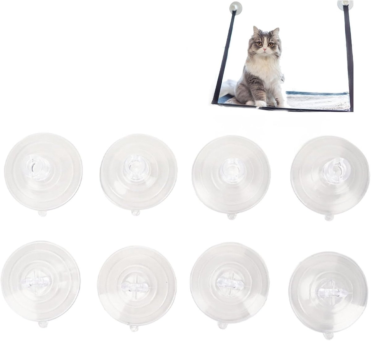 Kat bed zuignap vervangset - 8 zuignappen - 2 varianten - Ideaal voor kattenvensterbed - ShopVlot