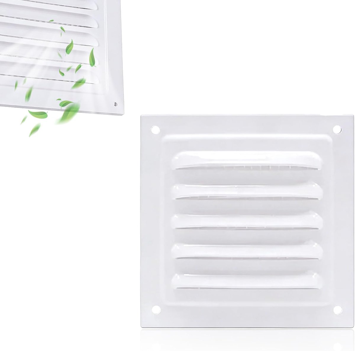Ventilatierooster 100 mm - wit - aluminium - insectenbescherming voor badkamer - ShopVlot