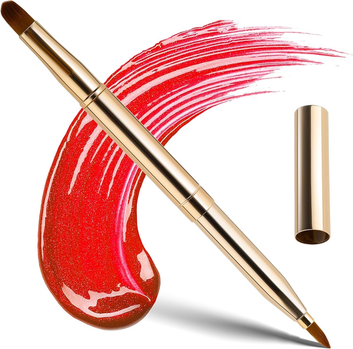 Lipmake-upkwast dubbelzijdig - Gouden retractable lippenstift kwast - Perfect voor onderweg - ShopVlot