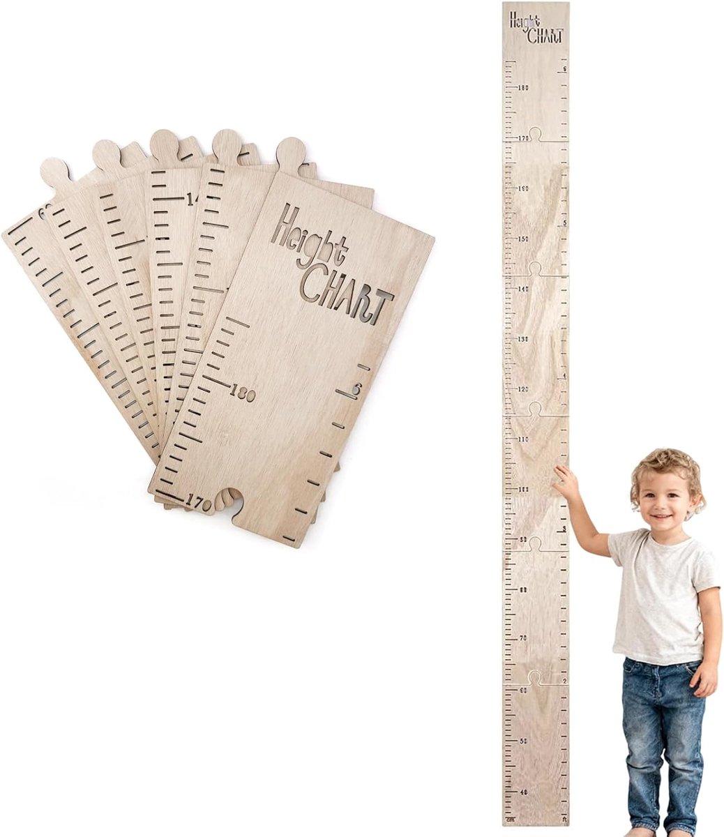 Meetlat voor Kinderen 40-180 cm - Houten Groeimeter - Verwijderbaar voor Decoratie - Volg de Groei van je Kind - ShopVlot