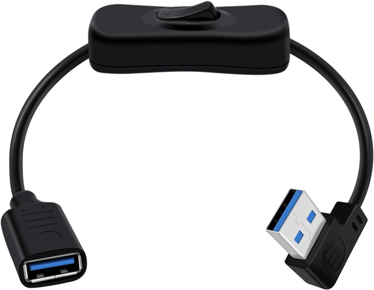 USB 3.0 verlengkabel met schakelaar - 0,15m - ondersteunt 5Gbps datatransfer - ideaal voor PC en laptop - ShopVlot