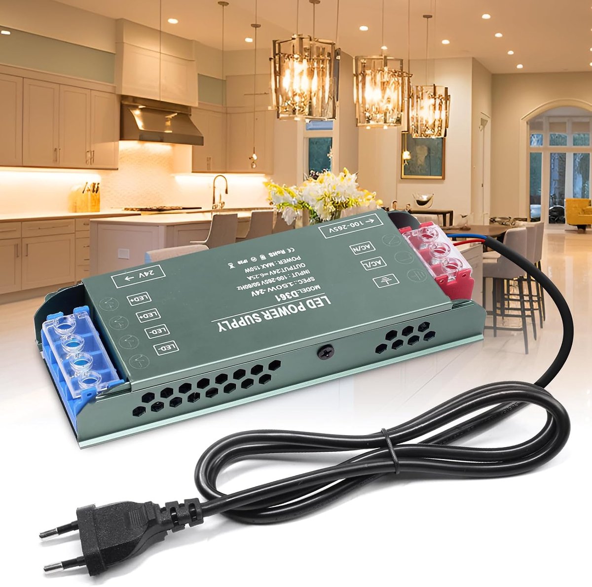 LED Transformator 24V 150W - Ultra dun - 220V AC naar 24V DC - Ideaal voor LED strips - ShopVlot