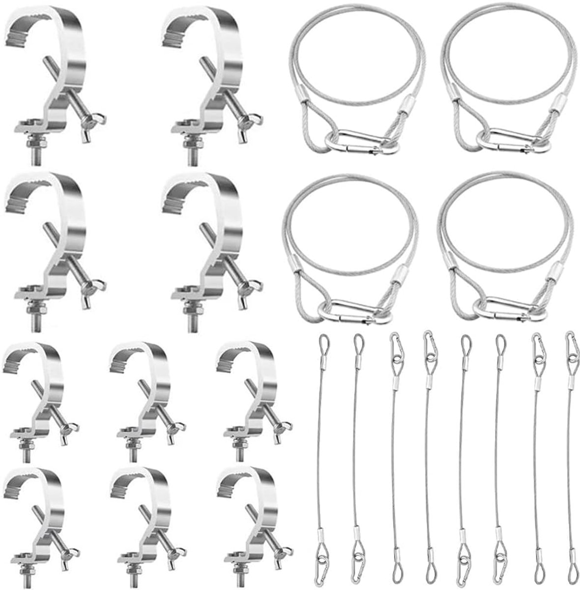 Stageverlichting Klemmen 30-52mm - Truss Klem Haken - Inclusief 10 Veiligheidskoorden - Voor Professionele Belichting - ShopVlot