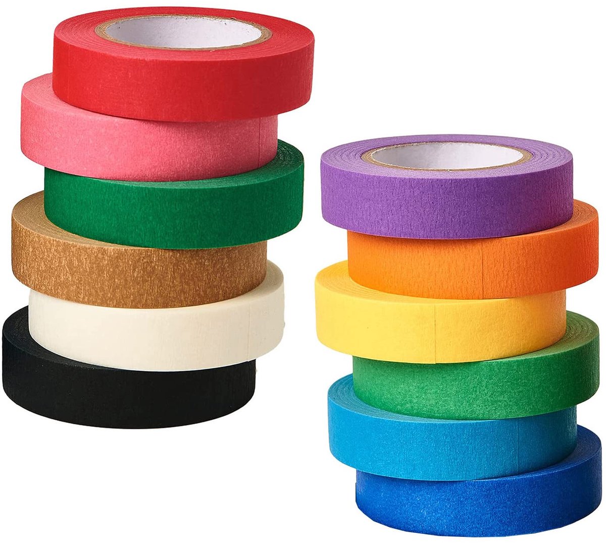 Kleurrijke masking tape 12 rollen - 10 meter per rol - 12 mm breed - perfect voor knutselen - ShopVlot