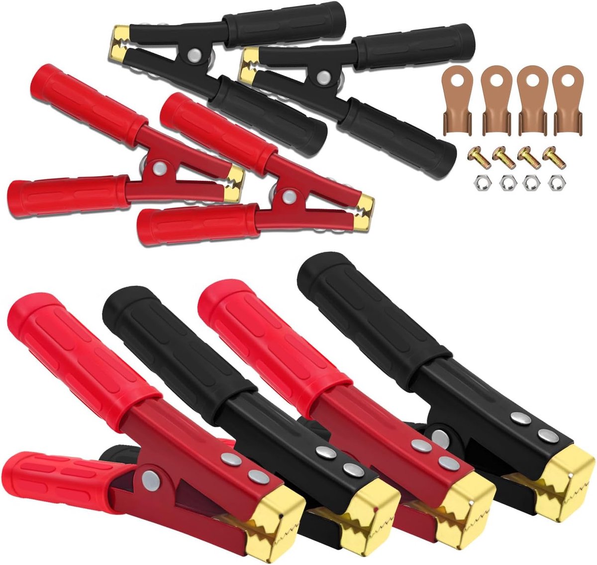 Crocodile clips 1000A - Heavy duty 16cm - Zuiver koper - Voor jump leads en autoaccu's - ShopVlot