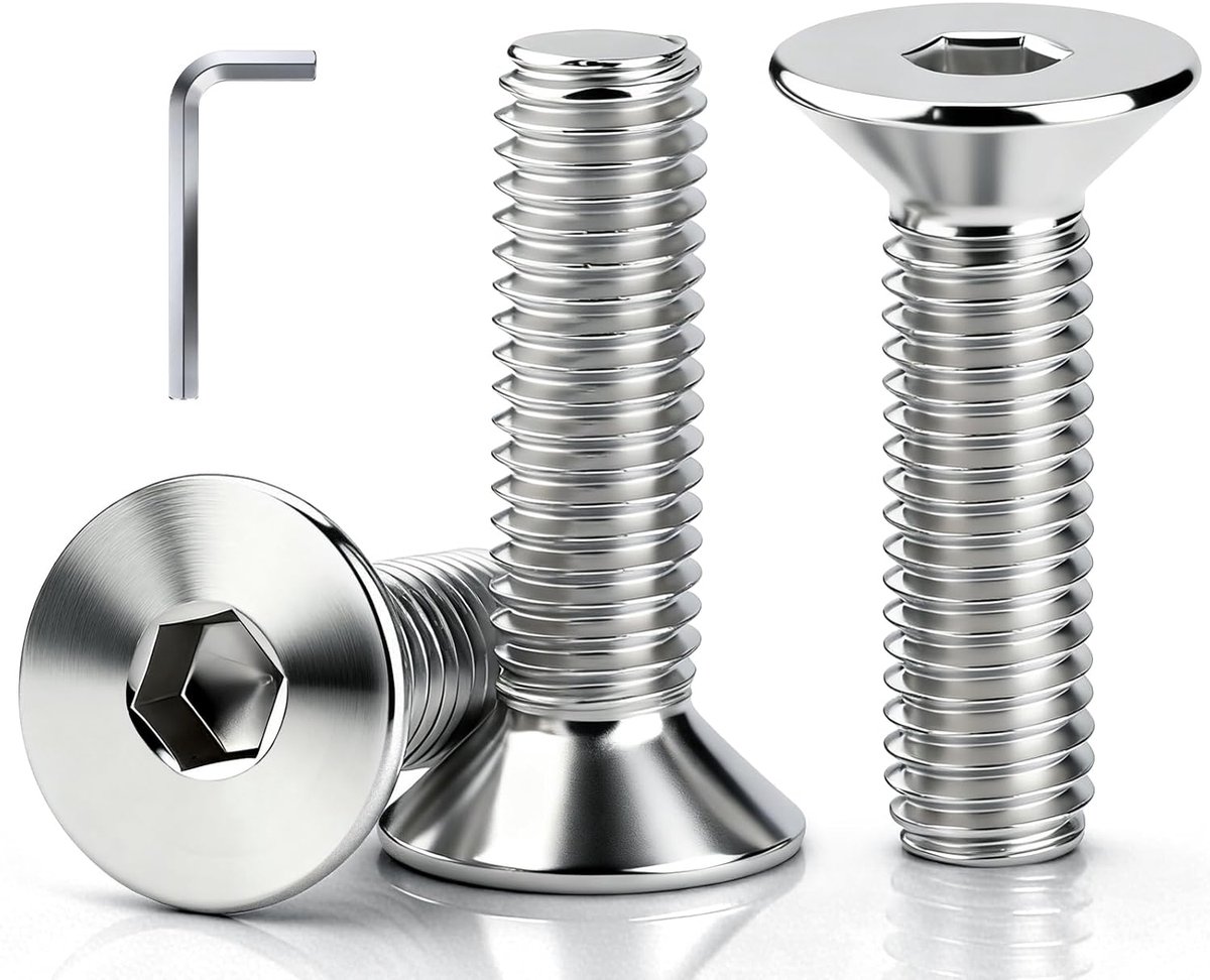 Countersunk schroeven M5 x 16mm - RVS vol draad - Ideaal voor meubels en DIY - ShopVlot