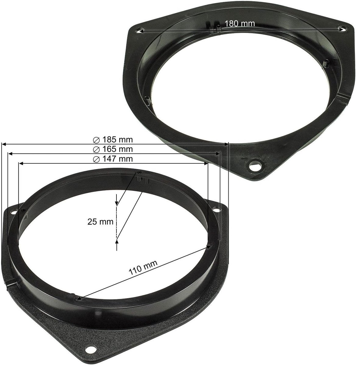 Speakeradapter 165mm - plastic - voor Toyota Corolla, Avensis, Prius - vervang originele speakers - ShopVlot