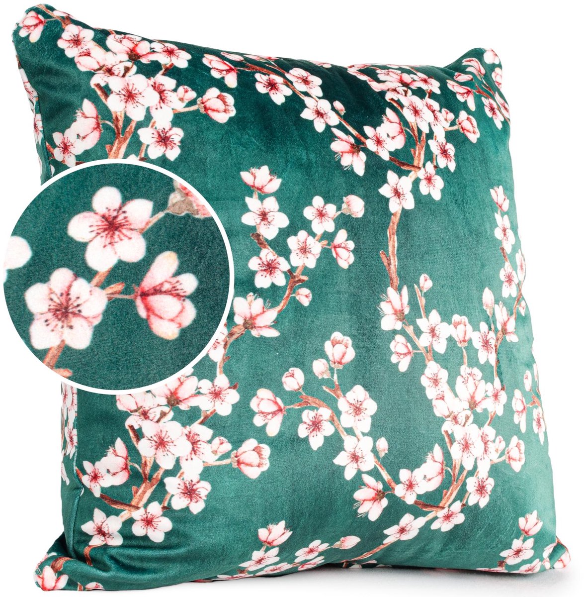 ANRO Sakura Sierkussen 50x50 cm - Velours - Inclusief vulling Groen