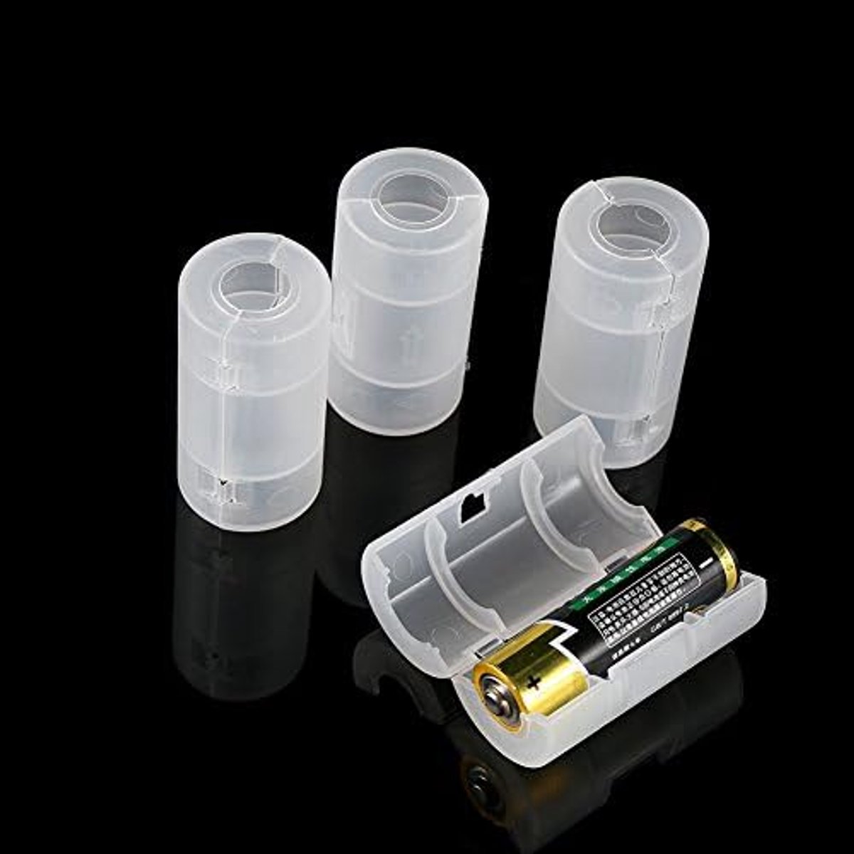 AA naar C batterijconverter - 4 stuks - wit - ideaal voor elektronica en noodsituaties - ShopVlot