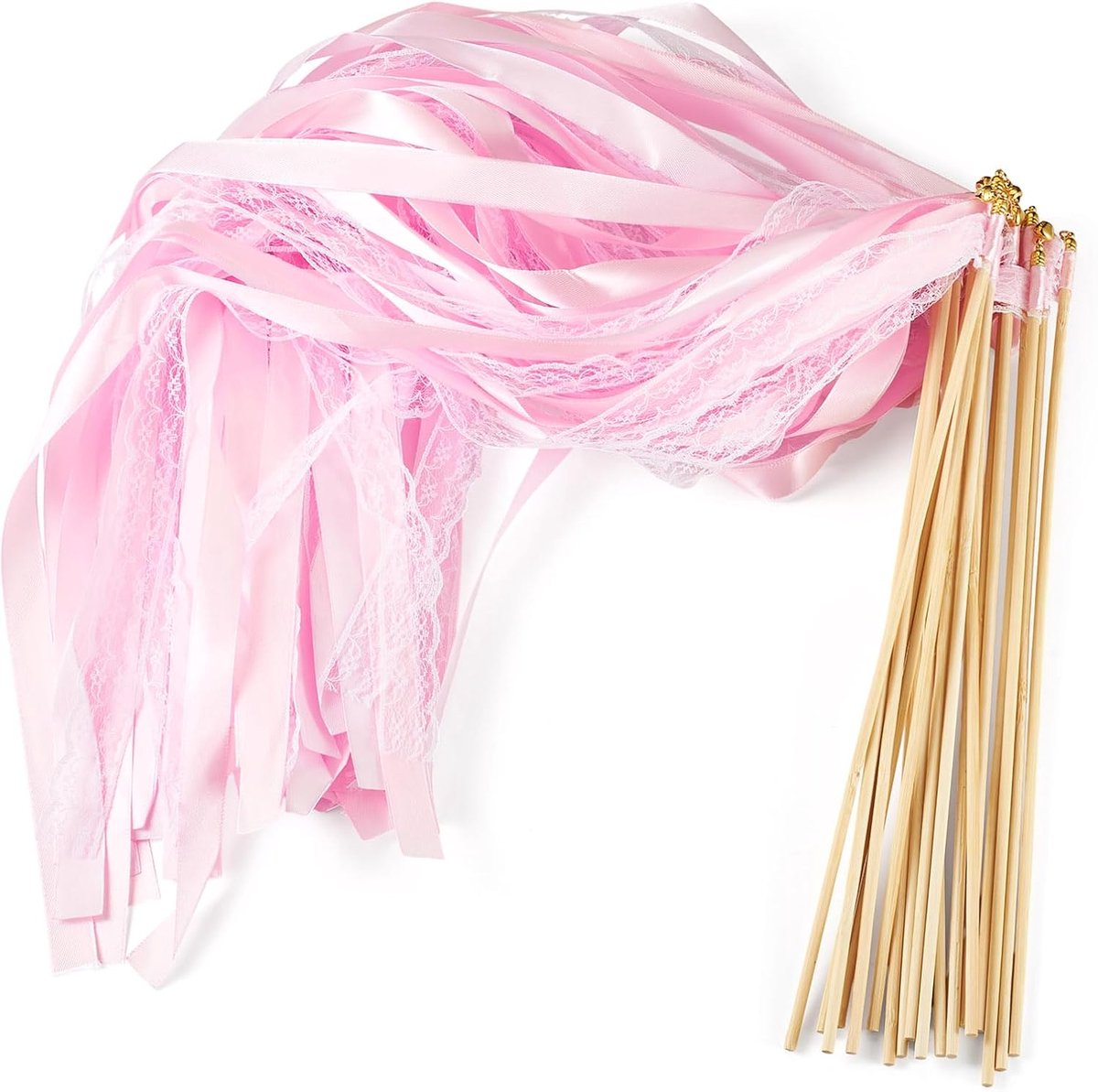 Feesttoverstokken 20 Stuks - Kleurrijke Ribbons - Houten Stokken - Perfect voor Feestdecoratie - ShopVlot