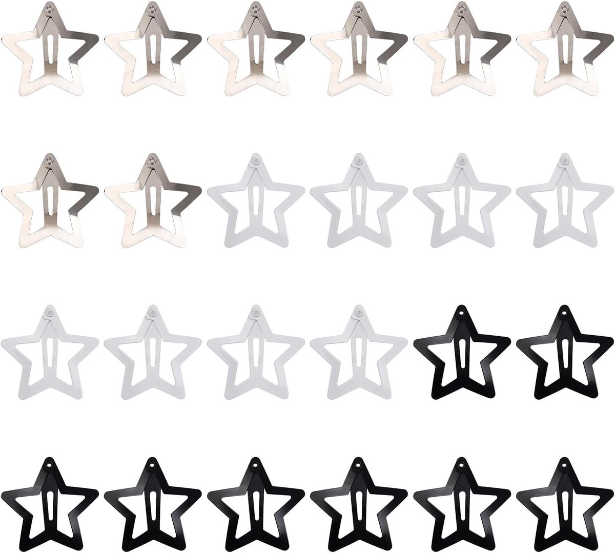 Haarspelden Sterren 24pcs - Retro Punk Design - Niet-slip Metalen Haarclips - Voor Unieke Styling - ShopVlot
