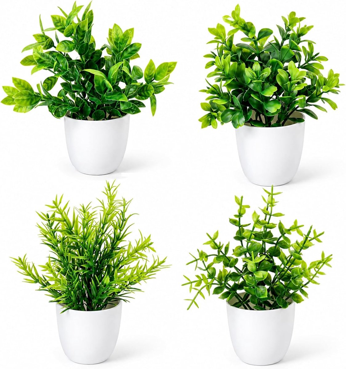 Kunstplanten 4 stuks - Klein met potten - Onderhoudsvrij - Perfect voor woonkamer en kantoor - ShopVlot
