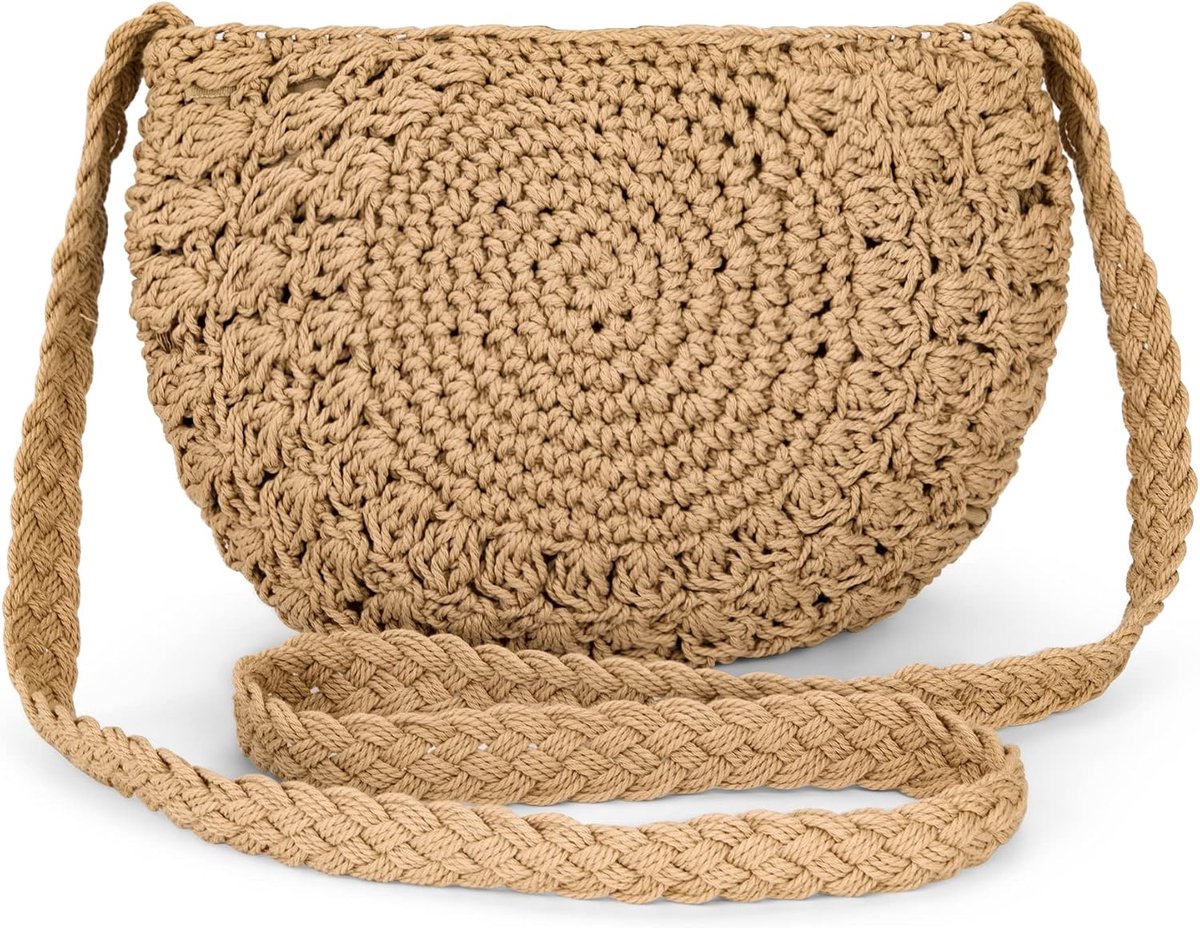 Schoudertas voor dames - kleine handgemaakte bohemian tas - geweven katoen - perfect voor strand en vakantie - ShopVlot