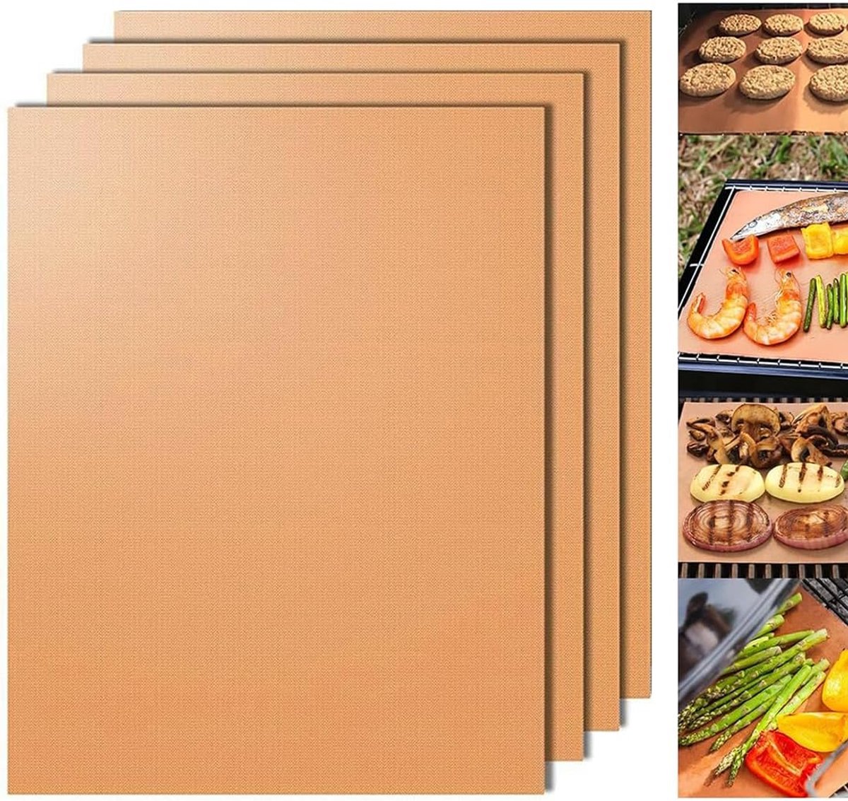 Bakmat 4 stuks - Duurzame bakfolie - Hittebestendig - Herbruikbaar voor oven en grill - ShopVlot